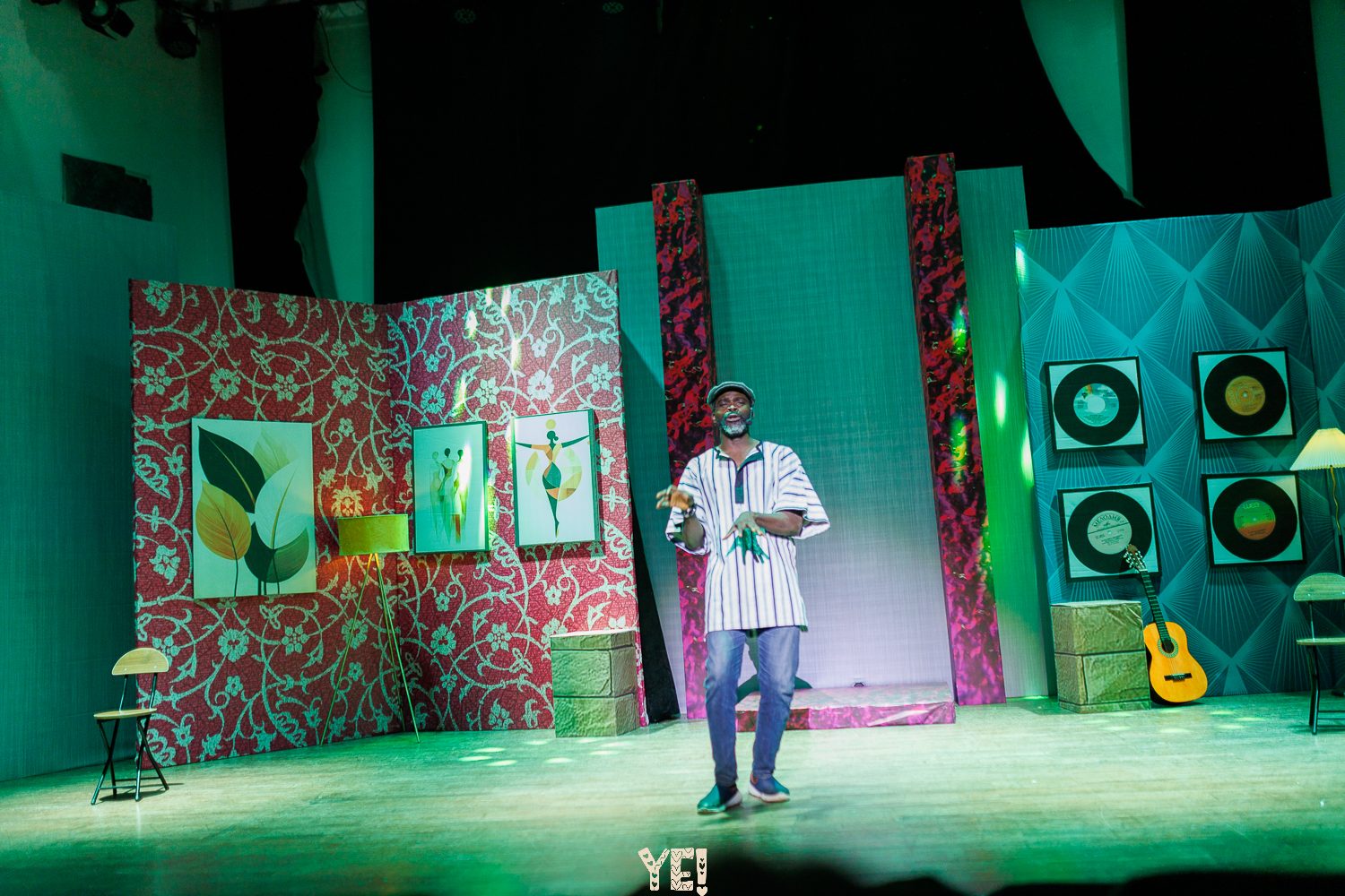 A YE! actor alone on the set before the music starts